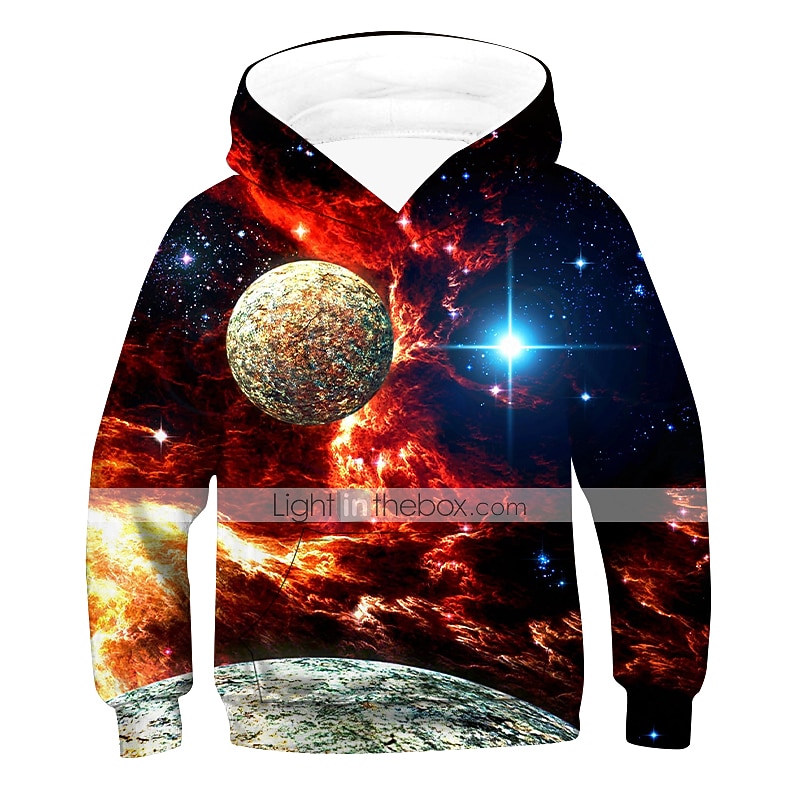 Мальчики 3D Галактика Толстовка Длинный рукав 3D печать Осень Зима Активный Классический Дети 2-12 лет на открытом воздухе Повседневные В помещении 2025 - $18.99 –P1
