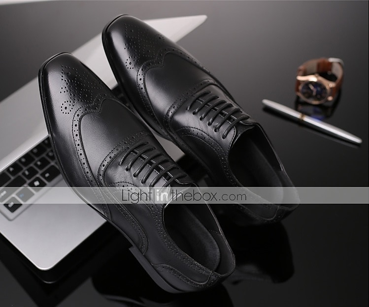 brune oxford-kjolesko for menn – klassiske brogue-sko i kunstskinn med snøring til forretninger, bryllup og formelle anledninger 2025 - $46.99 –P6