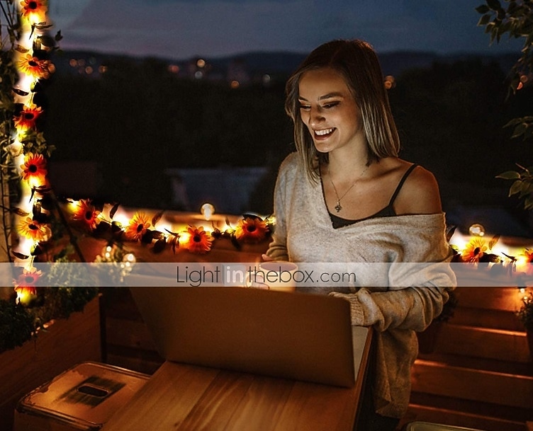 led 2.4m girassol artificial guirlanda seda flores falsas folhas de hera plantas decoração de casa grinalda de flores 240cm/98“, flores falsas para arco de casamento decoração de festa em casa de 2026 por $15.99 –P5