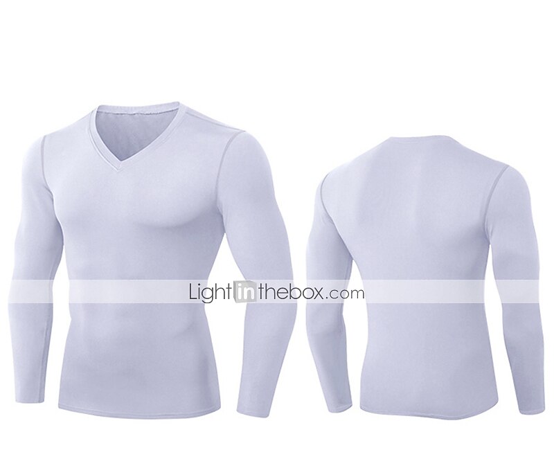 Муж. Компрессионная футболка Футболка для бега Длинный рукав Футболка Футболка Атлетический Одежда для спорта и отдыха Осень V-образный вырез Однотонный Спандекс Флис 2026 - $15.49 –P7