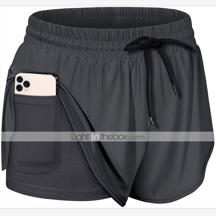 Femme Short Running Course Shorts de Gym Shorts de Yoga 2 en 1 avec poche téléphone Doublure Bas Athlétique Automne Respirable Séchage rapide Doux Yoga Aptitude Exercice Physique Tenue de sport de 2025 ? $12.99 –P14