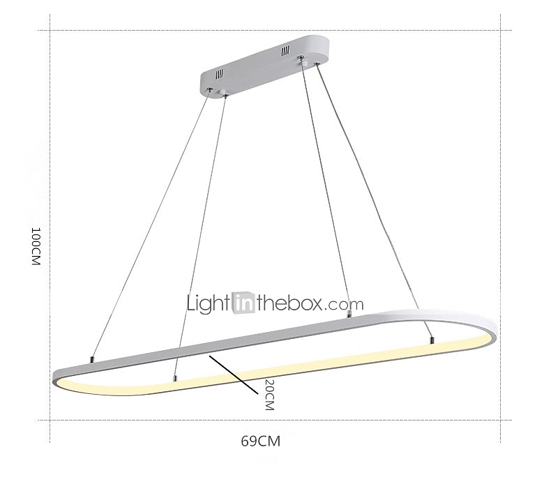 Lampadario a sospensione ovale a led 69cm moderno semplice in alluminio appeso a isola illuminazione 36w per sala da pranzo ristorante conferenza bar caffetteria lampadario del 2025 a $185.99 –P14