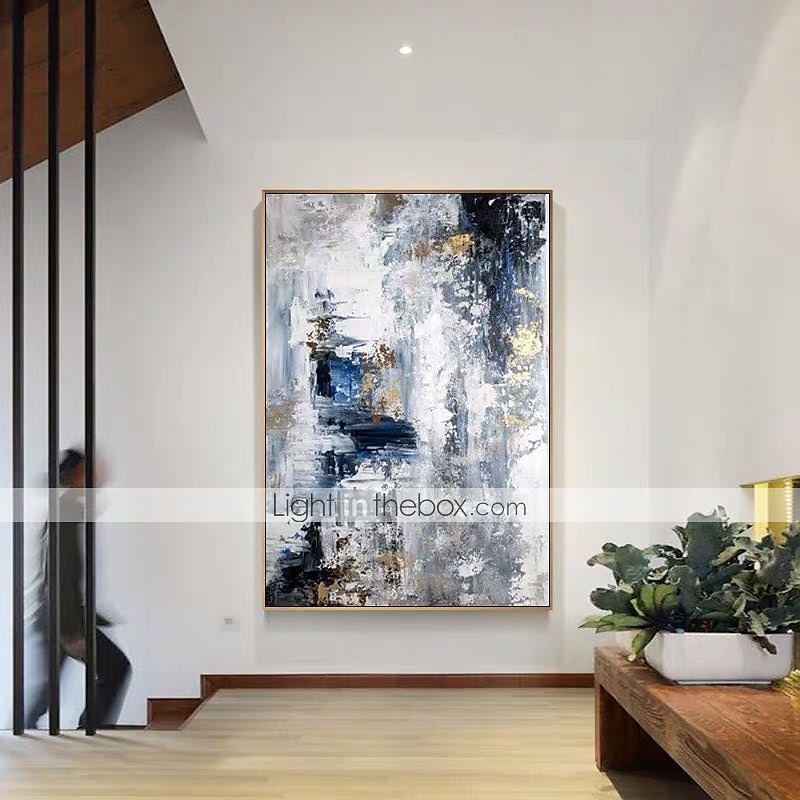 Handmade Oil Painting Canvas Wall Art Decoration Abstract Golden and Blue and White Landscape for Home Decor Rolled Frameless Unstretched Painting 2026 - $61.99 –P6