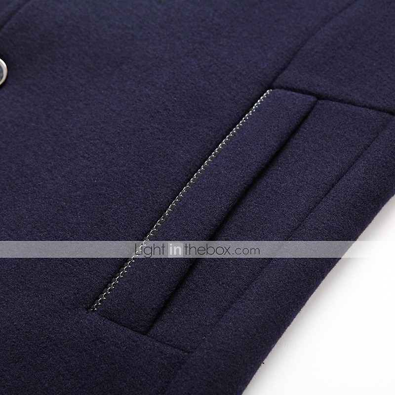 Men's Winter Coat Wool Coat Overcoat Blazer Short Coat Office Work Fall & Winter Wool Windproof Warm Outerwear Clothing Apparel Basic Chic & Modern Solid Colored Stand Collar 2025 - $74.99 –P3