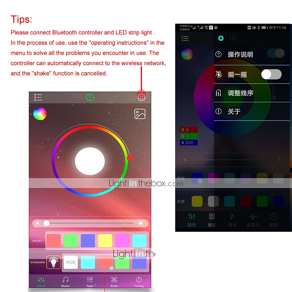 2025年 ZDM BluetoothダブルアウトレットLEDスマートコントローラはAndroidおよびiOSシステムで動作しますRGB LEDライト用の無料アプリには24キーIRリモートコントロールDC5V-24が付属しています コレクション – $20.99 –P3