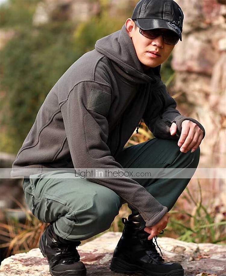 herr varm militär taktisk jacka sport fleece huva jacka vinter äventyr jacka rockar utomhus vindtät flera fickor lätt jacka med hel dragkedja trenchcoat topp camping jakt fiske 2025 - $48.99 –P8