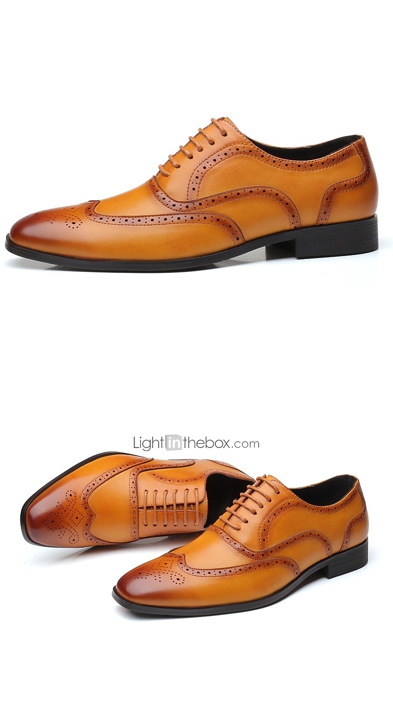 brune oxford-kjolesko for menn – klassiske brogue-sko i kunstskinn med snøring til forretninger, bryllup og formelle anledninger 2025 - $46.99 –P3