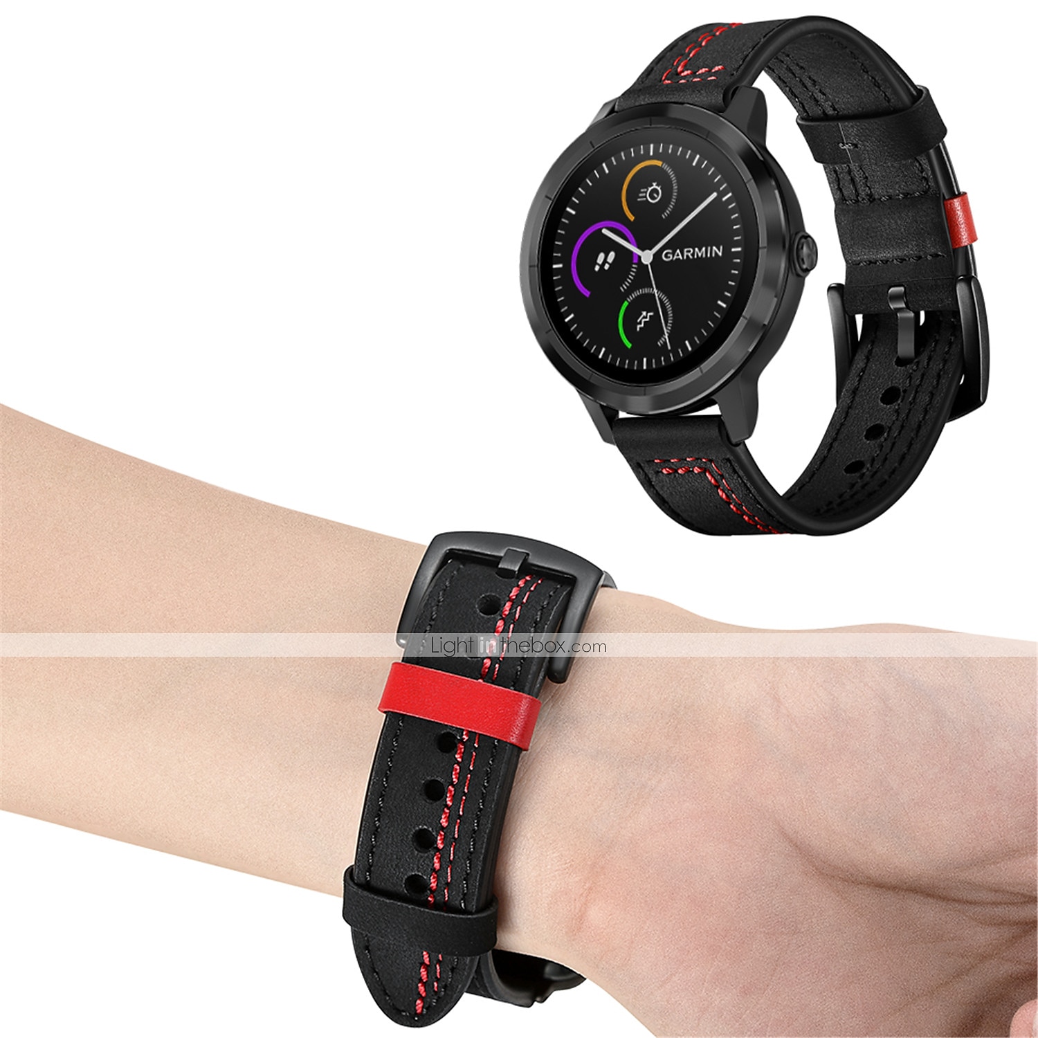 Watch Band for Garmin Forerunner 255 / Vivoactive 4 / Venu 2 PU Leather Replacement  Strap 22mm Metal Clasp Adjustable Wristband 2025 - $23.99 –P2