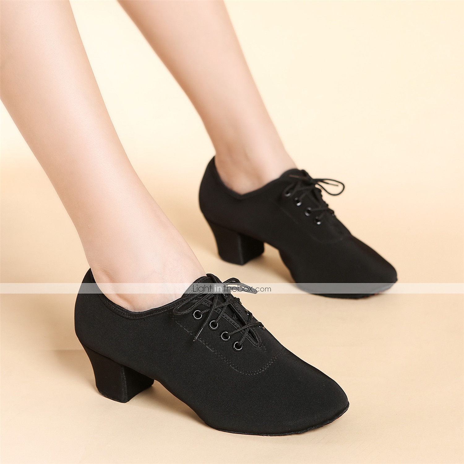 Classic Black Lace-Up Dance Shoes for Women - Comfortable Ballroom and Latin Dance Heels 2025 - $32.99 –P4