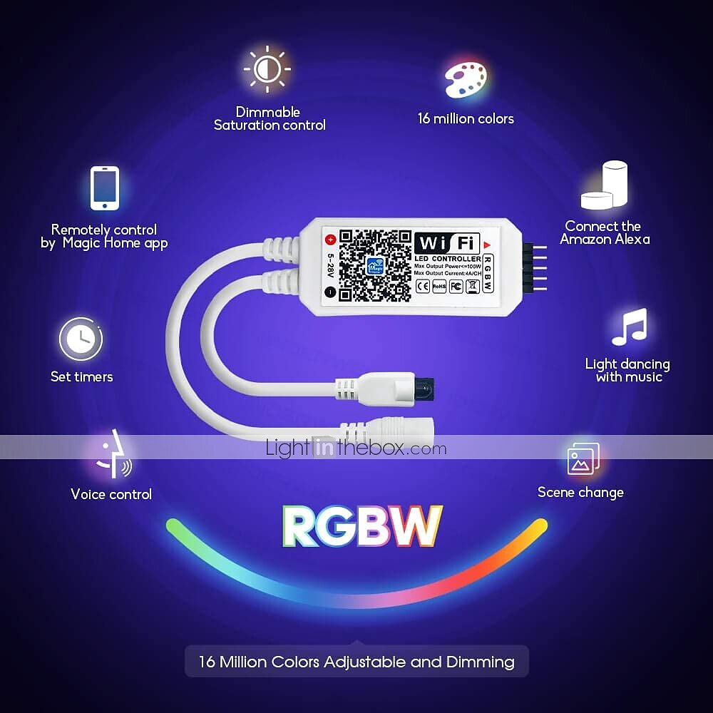 2025年 スマートLEDストリップライト32.8ft10m(2x5m)rgb +whitewifiアプリ300leds5050smdはwifiリモートコントローラーを備えたalexagoogleで動作します コレクション – $50.99 –P2