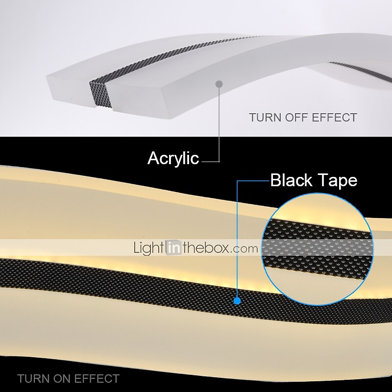 LED Pendant Light 97cm 36W Wave Shape Acrylic Modern Simple Fashion Hanging Light with Remote Control for Study Room Office Dinning Room Lighting Fixture 2025 - $229.99 –P17