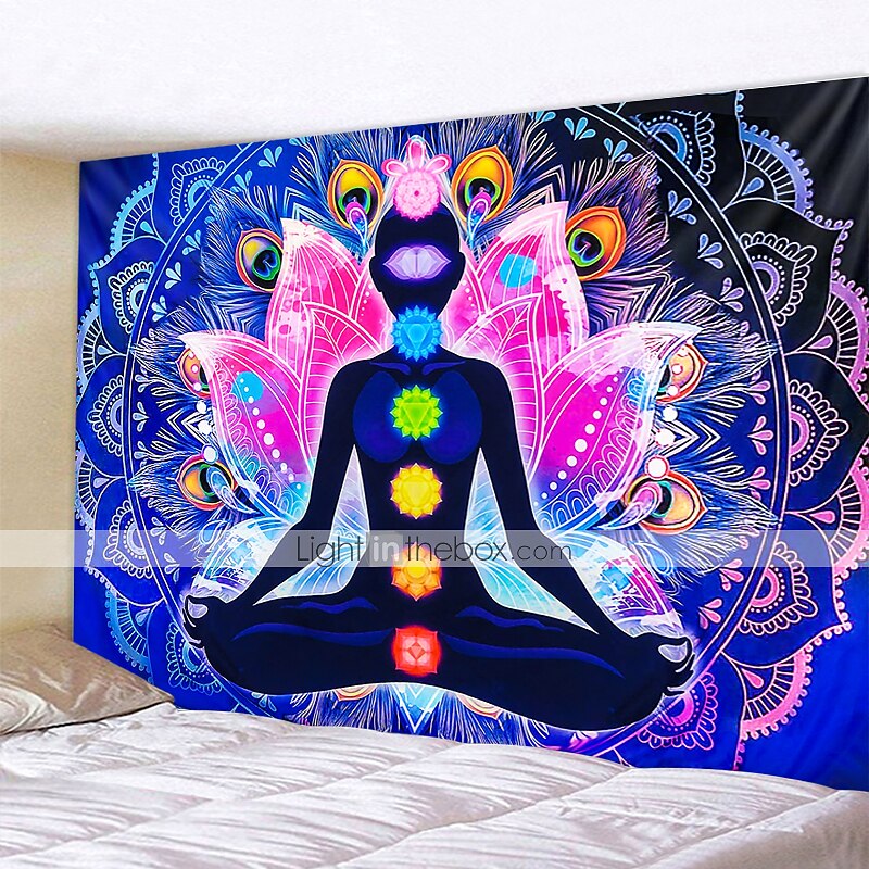 mandala boheemi iso seinä kuvakudos taide sisustus huopa verho riippuva koti makuuhuone olohuone asuntolan sisustus boho hippi psykedeelinen kukka kukka lootus buddha intialainen 2025 - $15.99 –P1