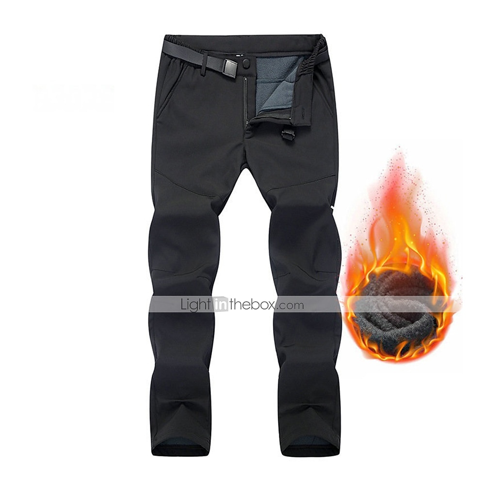 Herren Wanderhose Wanderhosen Fleece-gefütterte Hose Softshellhosen Winter Außen Weite Passform warm halten Wasserdicht Windundurchlässig Fleece-Futter Hosen / Regenhose Unten Schwarz Grau Vlies 2025 - $23.99 –P4