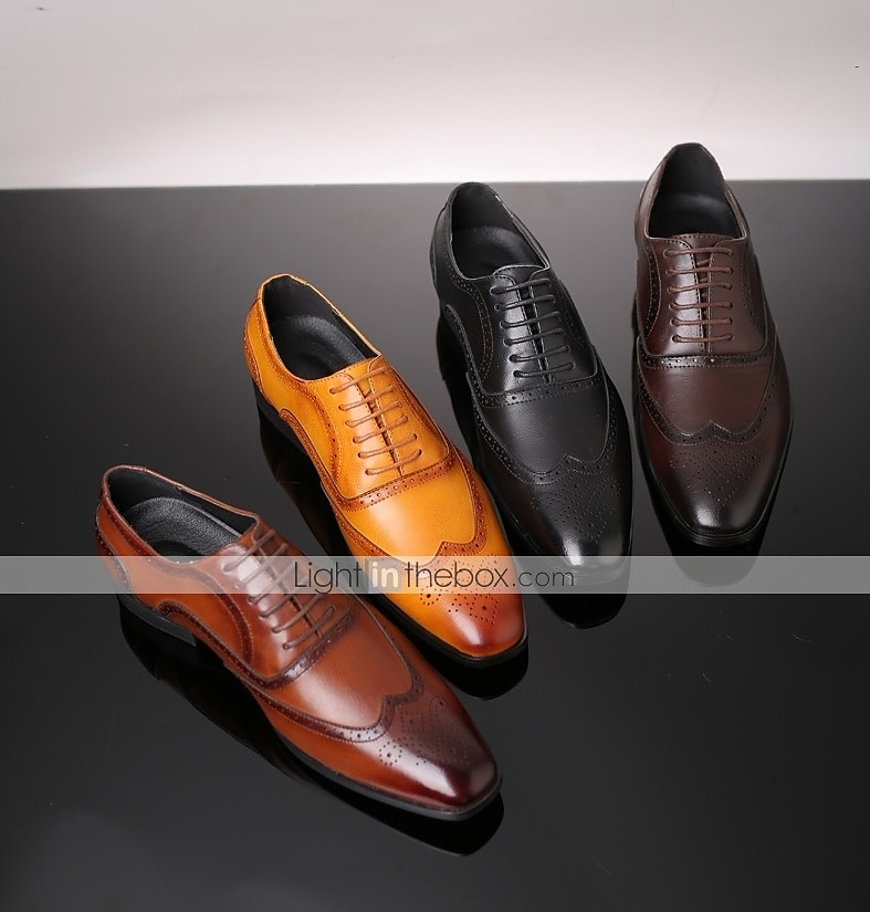 brune oxford-kjolesko for menn – klassiske brogue-sko i kunstskinn med snøring til forretninger, bryllup og formelle anledninger 2025 - $46.99 –P1