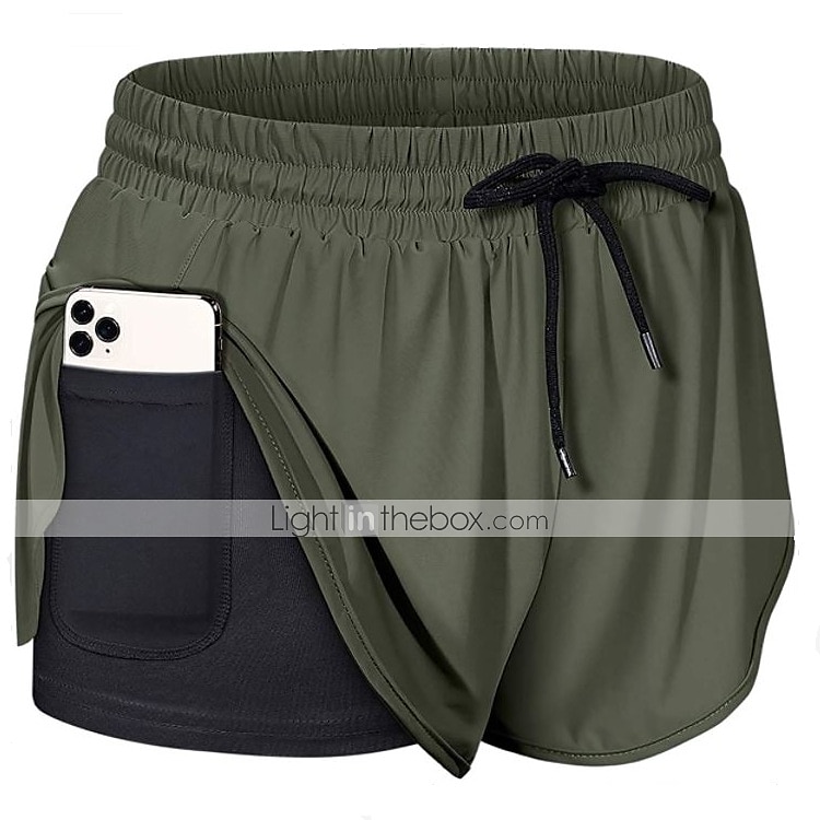 Femme Short Running Course Shorts de Gym Shorts de Yoga 2 en 1 avec poche téléphone Doublure Bas Athlétique Automne Respirable Séchage rapide Doux Yoga Aptitude Exercice Physique Tenue de sport de 2025 ? $12.99 –P11