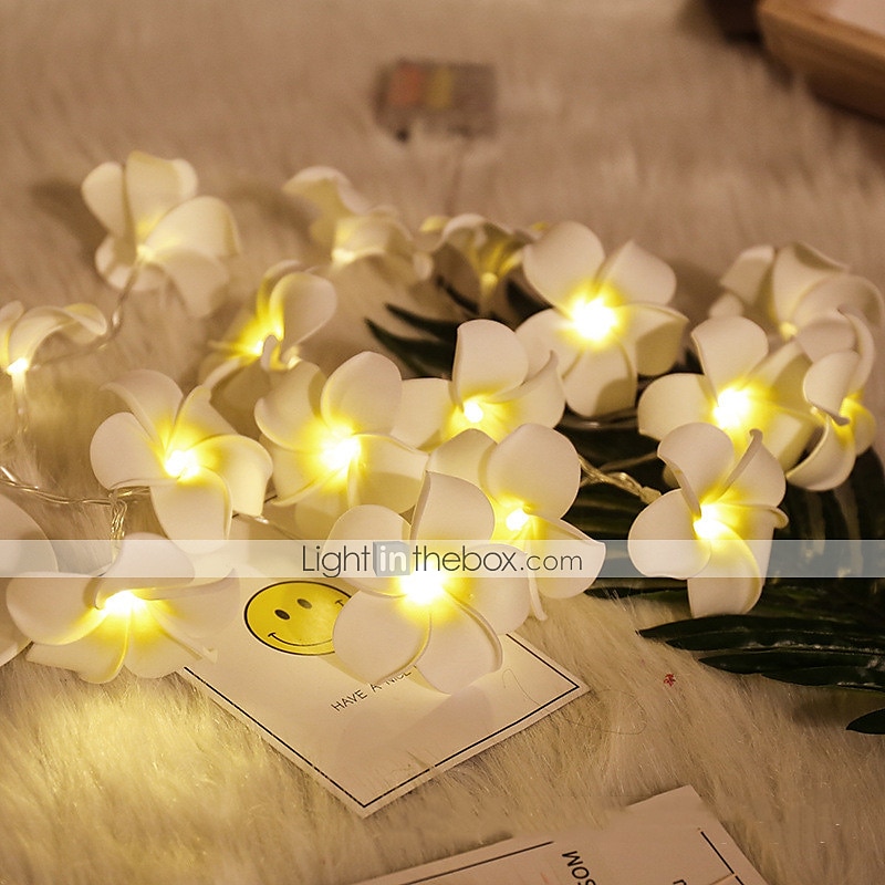 3m 20 led frangipani blomsterslyngelys, eventyrlys krans for julehjem, bryllup og festdekor, utendørs kransbelysning 2025 - $22.99 –P2
