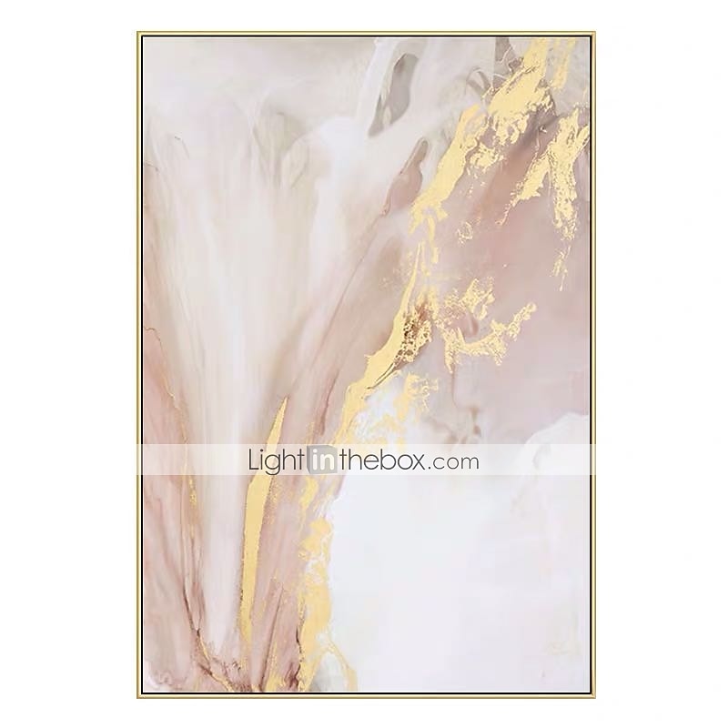 oljemålning 100 % handgjord handmålad väggkonst på duk gyllene rosa marmor vertikal abstrakt landskap samtida modern heminredning dekor rullad duk utan ram osträckt 2025 - $48.99 –P8