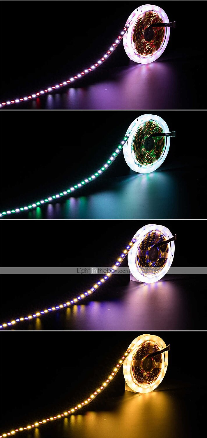 smart led strip light 32,8ft 10m(2x5m) rgb+white wifi app 300leds 5050smd work with alexa google with wifi remote controller 2025 - $50.99 –P2