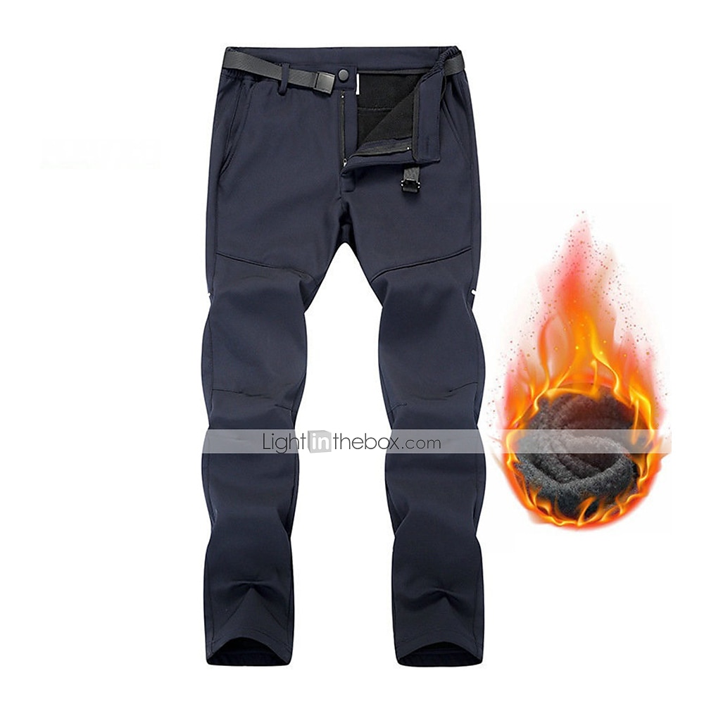Herren Wanderhose Wanderhosen Fleece-gefütterte Hose Softshellhosen Winter Außen Weite Passform warm halten Wasserdicht Windundurchlässig Fleece-Futter Hosen / Regenhose Unten Schwarz Grau Vlies 2025 - $23.99 –P3