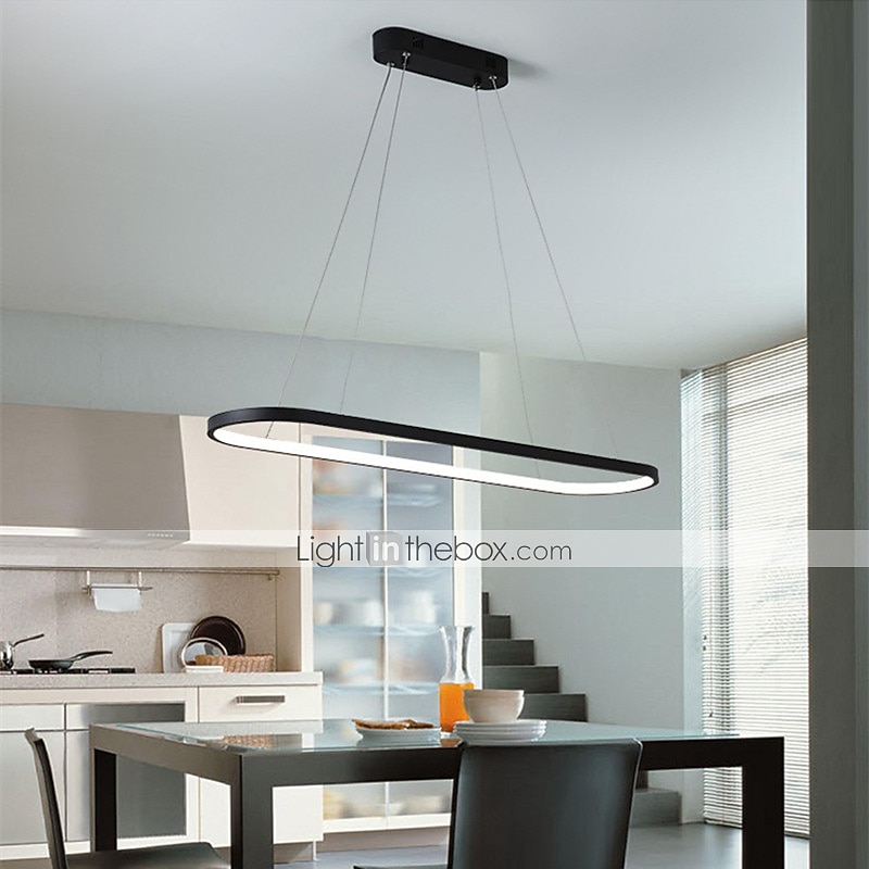 Lampadario a sospensione ovale a led 69cm moderno semplice in alluminio appeso a isola illuminazione 36w per sala da pranzo ristorante conferenza bar caffetteria lampadario del 2025 a $185.99 –P8