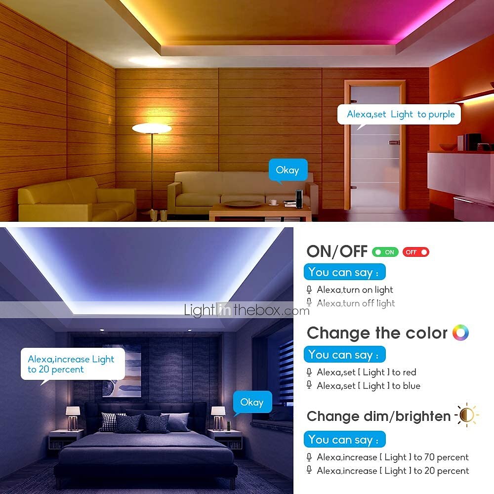 2025年 スマートLEDストリップライト32.8ft10m(2x5m)rgb +whitewifiアプリ300leds5050smdはwifiリモートコントローラーを備えたalexagoogleで動作します コレクション – $50.99 –P3