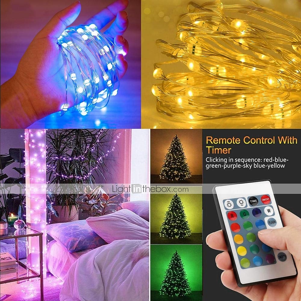 2025年 フェアリーライト100 LED 33フィートクリスマスライトUSBプラグ16色の変更シルバーワイヤーホタルライトir24キーリモコン付き屋内パーティーハロウィンクリスマス コレクション – $17.49 –P5