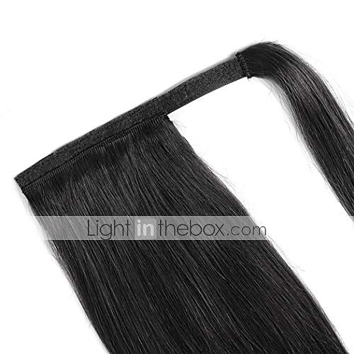extensii de coadă de ponei clemă de păr uman real în 16 inci 65g jet negru culoare dreaptă cordon cordonat în jurul ponytail piesa de păr remy păr uman pentru femei&amp; # 40; 16 "-65g, jet negru # 2025 - $10.49 –P2