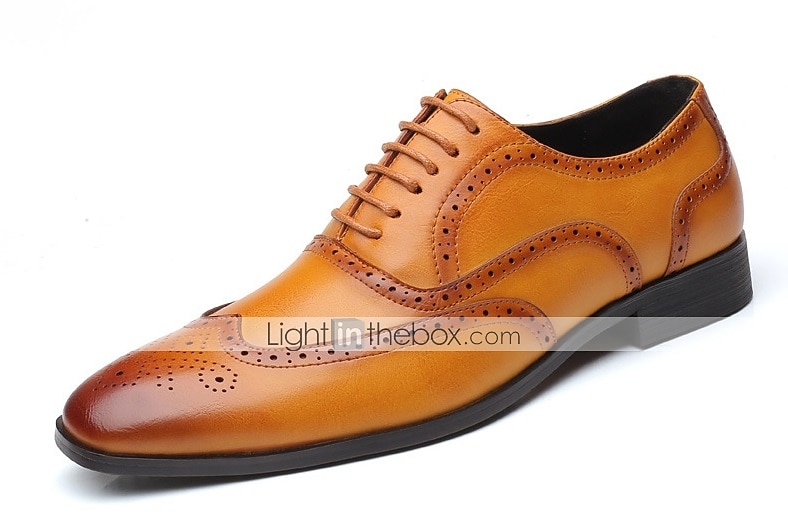 brune oxford-kjolesko for menn – klassiske brogue-sko i kunstskinn med snøring til forretninger, bryllup og formelle anledninger 2025 - $46.99 –P2