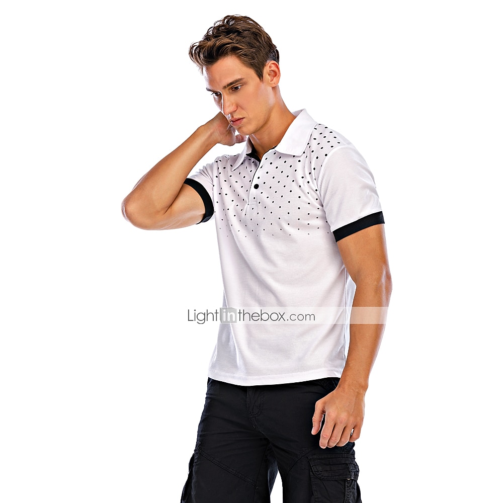 Férfi Teniszing POLO trikó Munka Üzleti Gallér Polo gallér Rövid ujjú Utcai sikk Alap Grafika Pöttyös Nyomtatott Normál Fekete Fehér Bor Sötétkék Medence Narancssárga Teniszing 2025 - $12.99 –P3