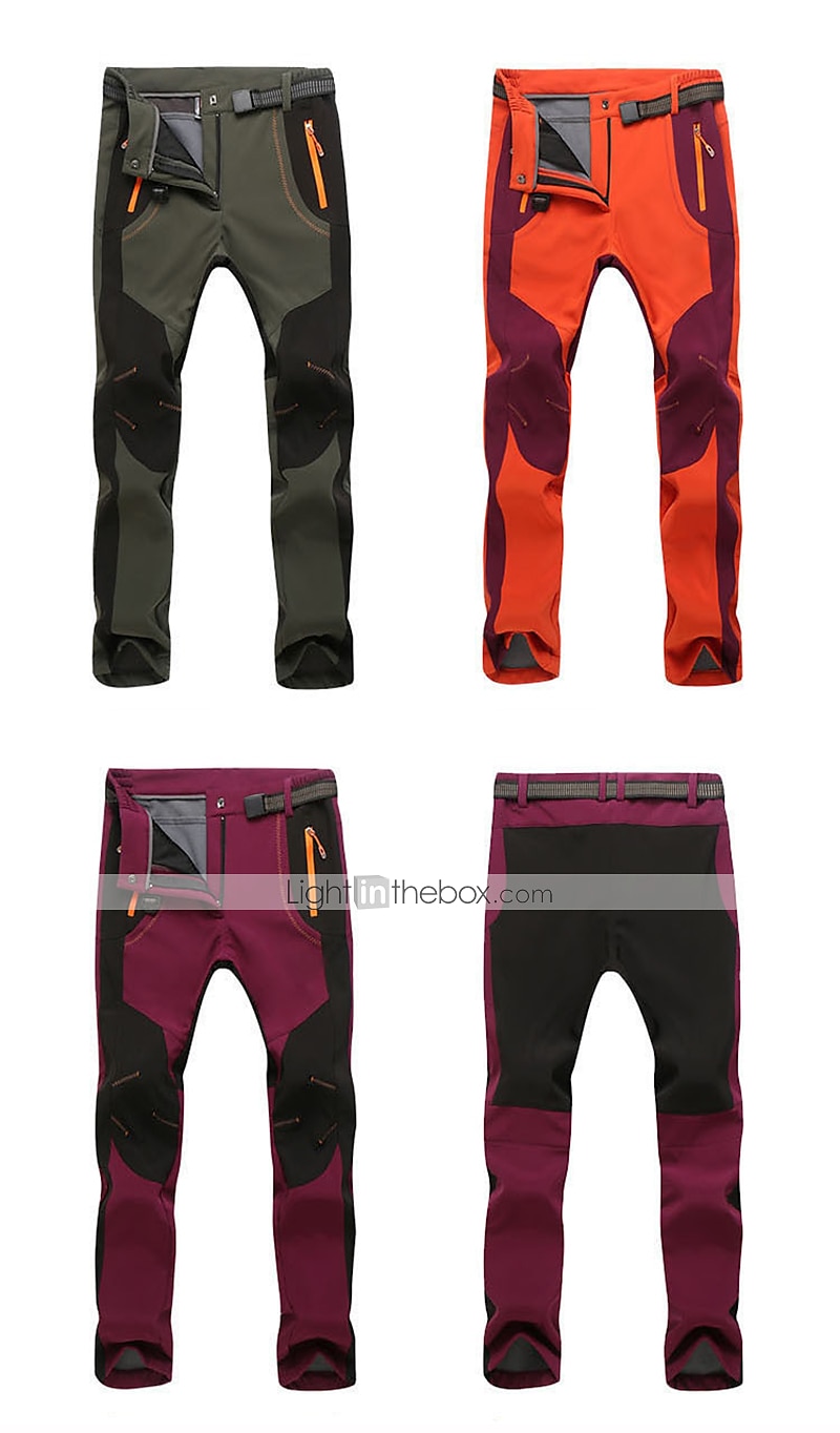 pantalones forrados de vellón para mujer pantalones impermeables para caminar pantalones pantalones softshell patchwork invierno al aire libre a prueba de viento cálidos y transpirables fondos ligeros verde militar naranja caza pesca acampar esquiar 2025 - $35.99 –P3