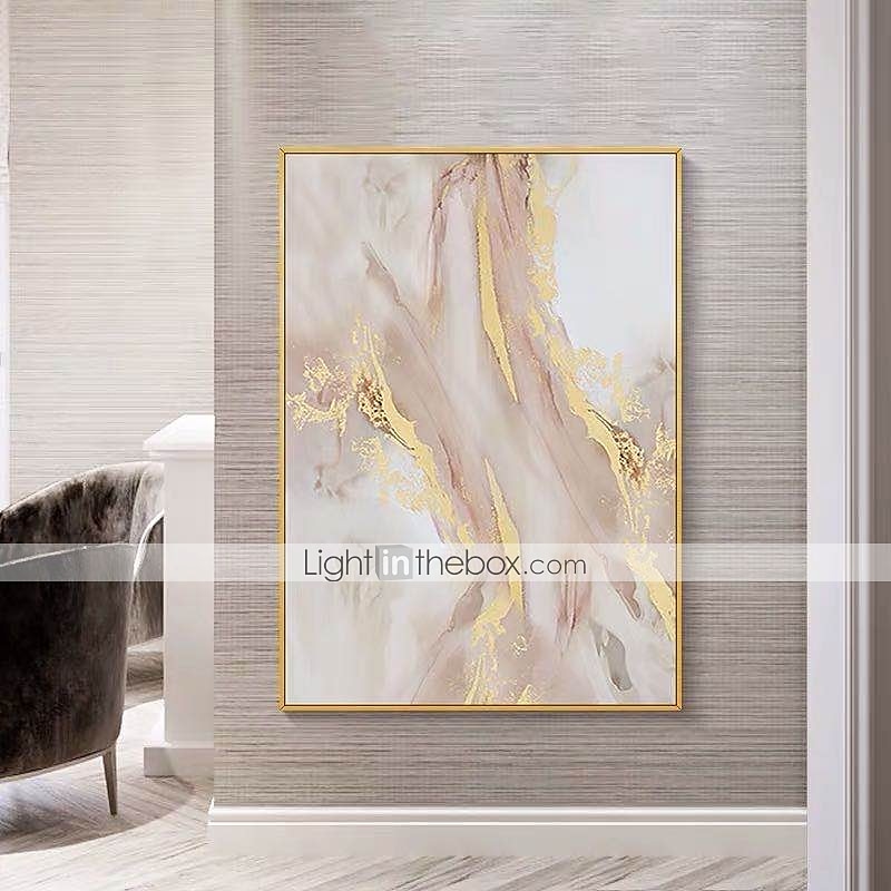 oljemålning 100 % handgjord handmålad väggkonst på duk gyllene rosa marmor vertikal abstrakt landskap samtida modern heminredning dekor rullad duk utan ram osträckt 2025 - $48.99 –P4
