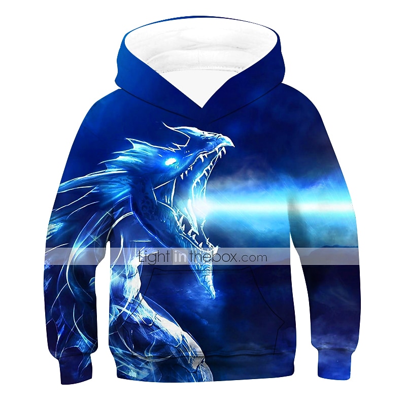 Kids Clothes Boys' Hoodie  Pullover Sweatshirt Long Sleeve Animal Blue Black Orange Children Tops Active Basic Boy Fashion 2026 - $18.49 –P1