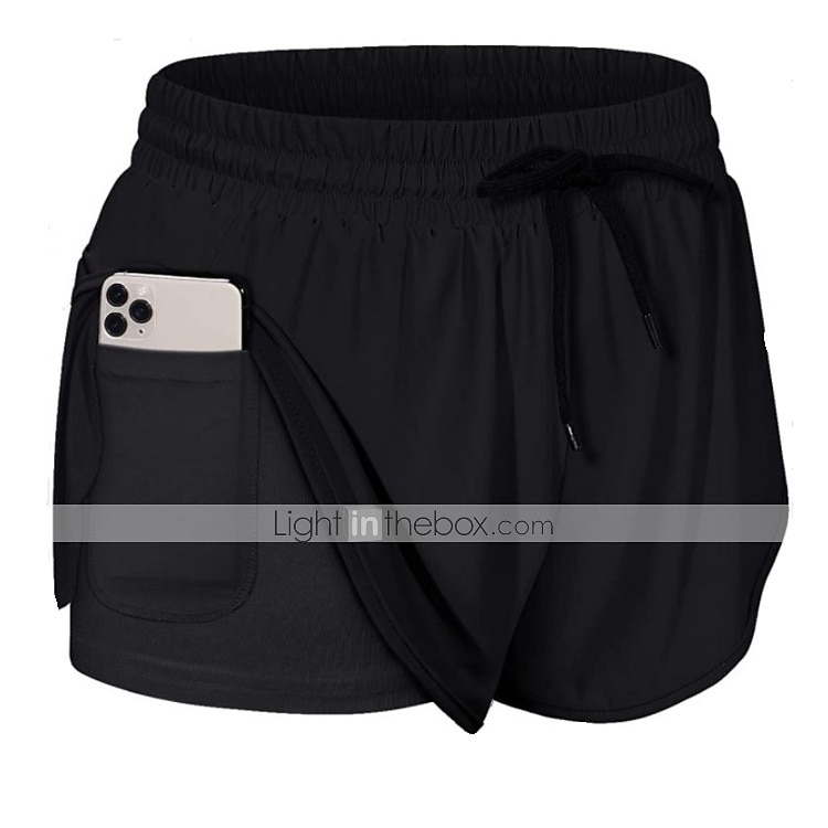 Femme Short Running Course Shorts de Gym Shorts de Yoga 2 en 1 avec poche téléphone Doublure Bas Athlétique Automne Respirable Séchage rapide Doux Yoga Aptitude Exercice Physique Tenue de sport de 2025 ? $12.99 –P9