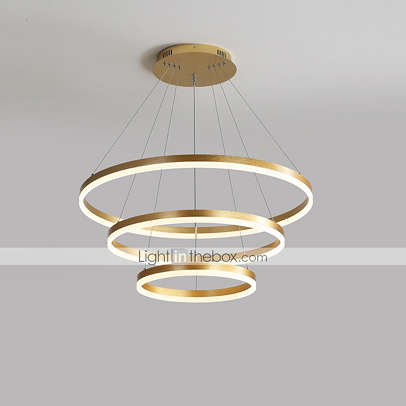 lampada a sospensione a led 3 luci 80cm/60cm/40cm design ad anello cerchio 113w finiture verniciate in alluminio faretto moderno intelligente controllo wifi dimmerabile con telecomando del 2025 a $399.99 –P1