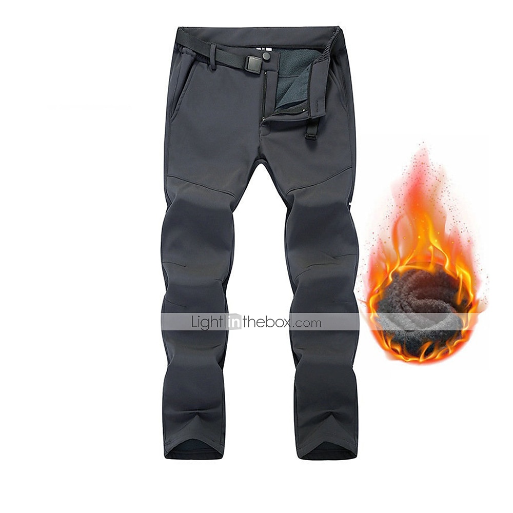Herren Wanderhose Wanderhosen Fleece-gefütterte Hose Softshellhosen Winter Außen Weite Passform warm halten Wasserdicht Windundurchlässig Fleece-Futter Hosen / Regenhose Unten Schwarz Grau Vlies 2025 - $23.99 –P2