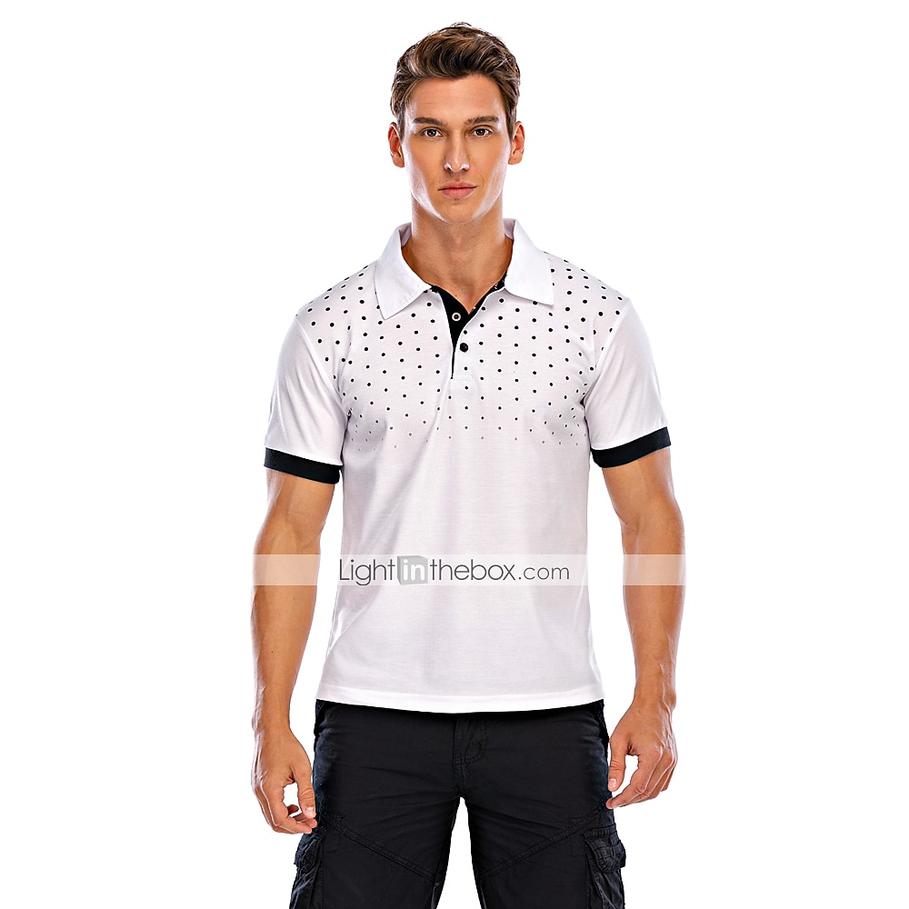 Férfi Teniszing POLO trikó Munka Üzleti Gallér Polo gallér Rövid ujjú Utcai sikk Alap Grafika Pöttyös Nyomtatott Normál Fekete Fehér Bor Sötétkék Medence Narancssárga Teniszing 2025 - $12.99 –P1