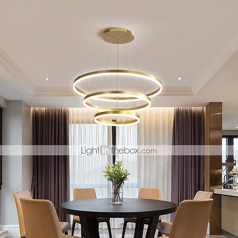 lampada a sospensione a led 3 luci 80cm/60cm/40cm design ad anello cerchio 113w finiture verniciate in alluminio faretto moderno intelligente controllo wifi dimmerabile con telecomando del 2025 a $399.99 –P2