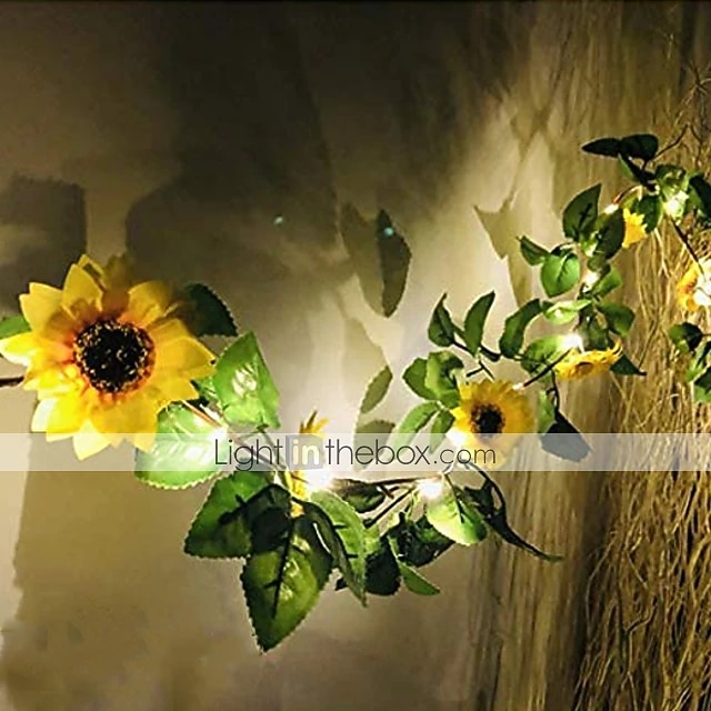 led 2.4m girassol artificial guirlanda seda flores falsas folhas de hera plantas decoração de casa grinalda de flores 240cm/98“, flores falsas para arco de casamento decoração de festa em casa de 2026 por $15.99 –P10