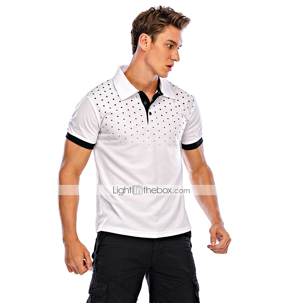 Férfi Teniszing POLO trikó Munka Üzleti Gallér Polo gallér Rövid ujjú Utcai sikk Alap Grafika Pöttyös Nyomtatott Normál Fekete Fehér Bor Sötétkék Medence Narancssárga Teniszing 2025 - $12.99 –P4