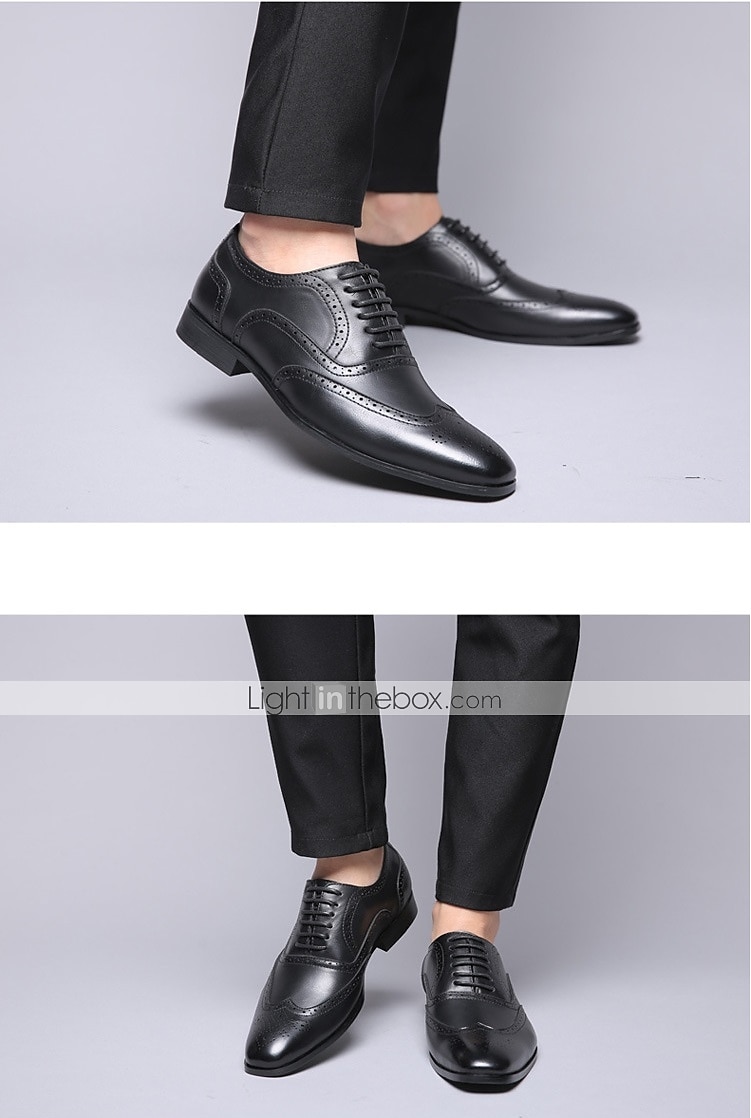 brune oxford-kjolesko for menn – klassiske brogue-sko i kunstskinn med snøring til forretninger, bryllup og formelle anledninger 2025 - $46.99 –P7