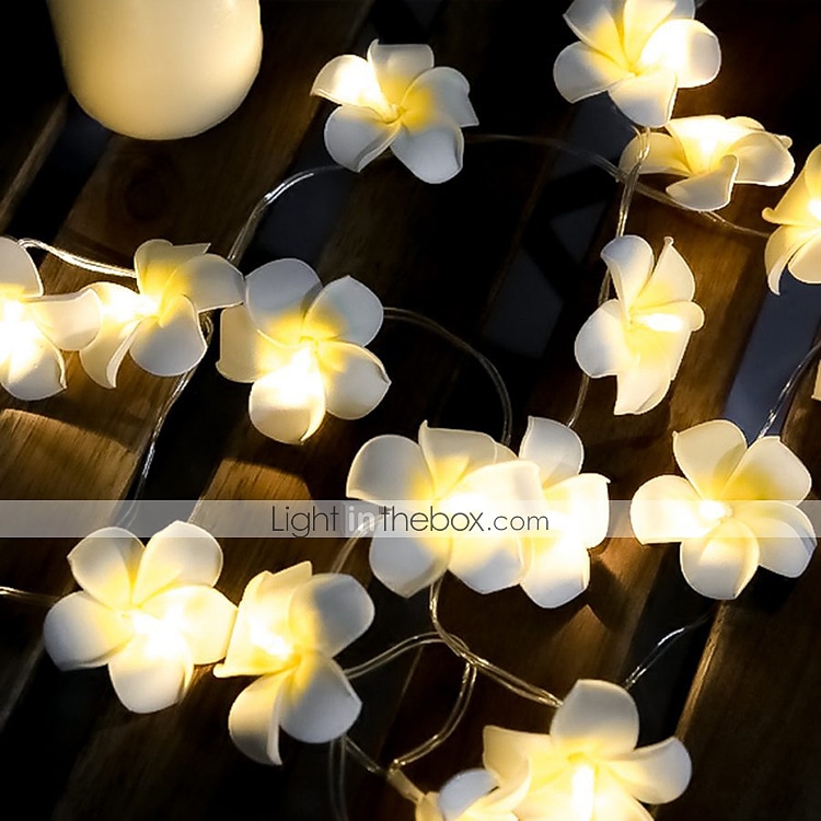 3m 20 led frangipani blomsterslyngelys, eventyrlys krans for julehjem, bryllup og festdekor, utendørs kransbelysning 2025 - $22.99 –P1