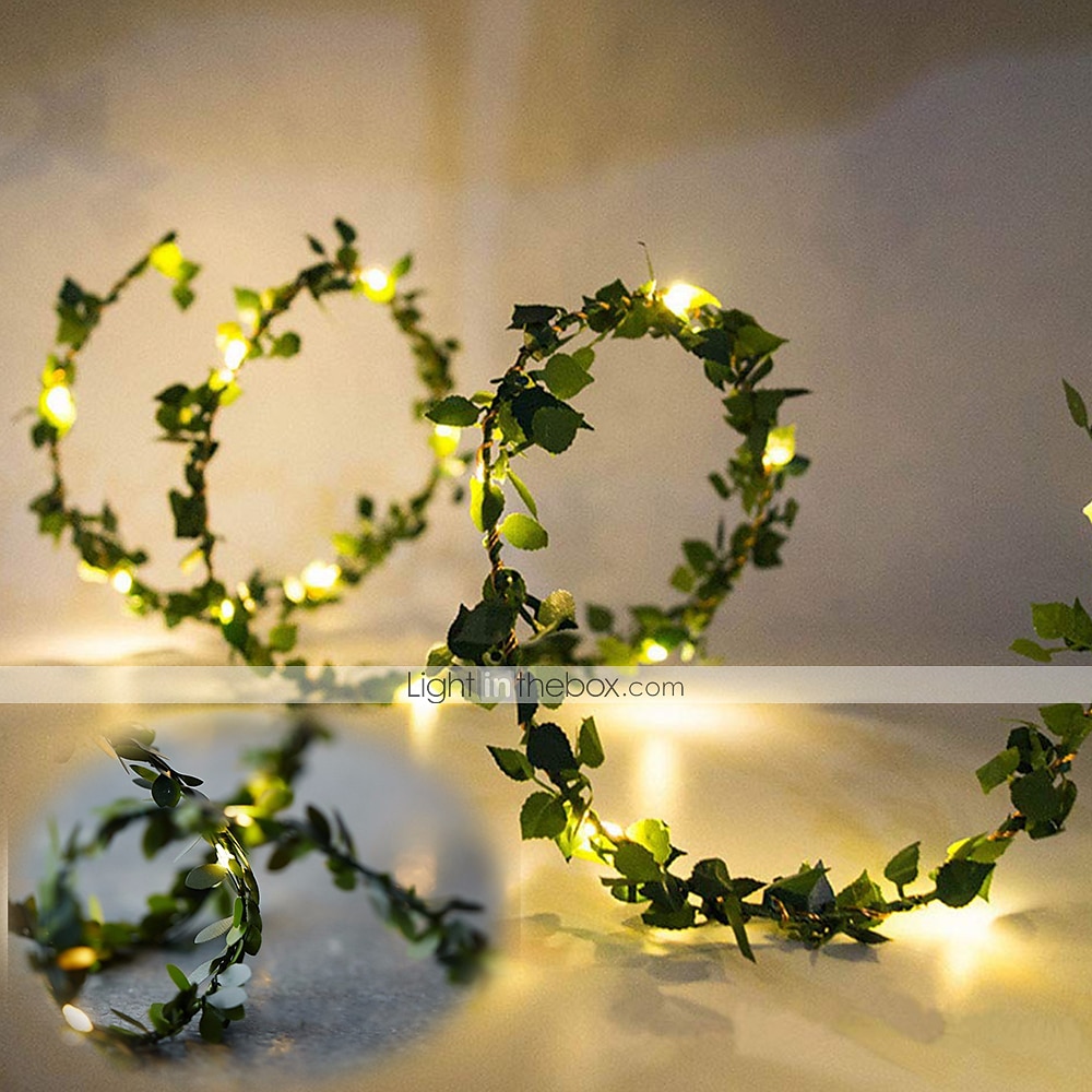 elegáns esküvői fogadás buli 5m 50 led zöld levelek girland led zsinór lámpák 2db 1db elemes tündérfény esküvői karácsonyi bankett kerti ünnep beltéri dekoráció 2025 - $16.99 –P1