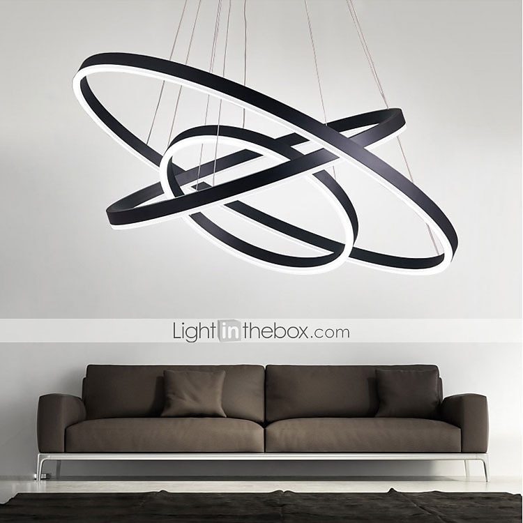 lampada a sospensione a led 3 luci 80cm/60cm/40cm design ad anello cerchio 113w finiture verniciate in alluminio faretto moderno intelligente controllo wifi dimmerabile con telecomando del 2025 a $399.99 –P11