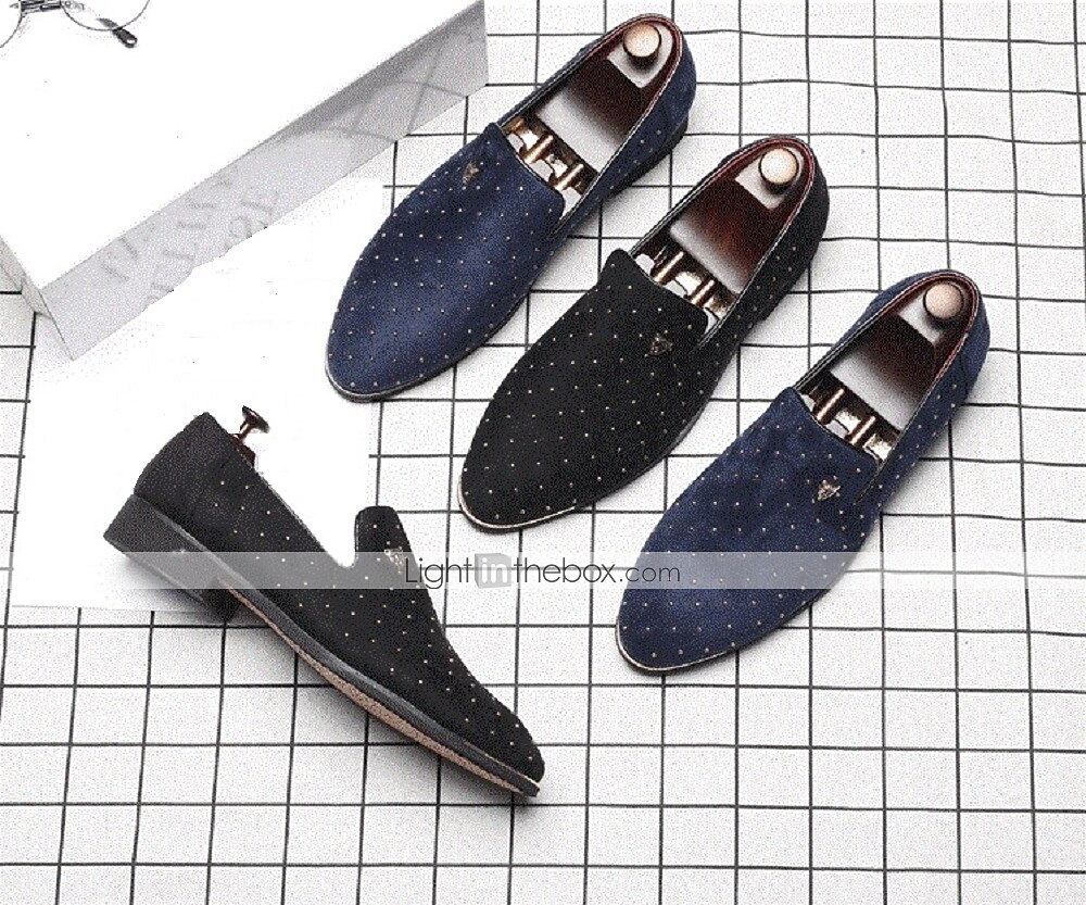 Herr Tofflor och Slip-Ons Finskor Plusstorlekar Drivskor Körande loafers Promenad Affär Klassisk Bröllop Dagligen Kontor & Karriär Mocka Bär bevis Loafers Svart Blå Vår Höst 2025 - $54.99 –P5