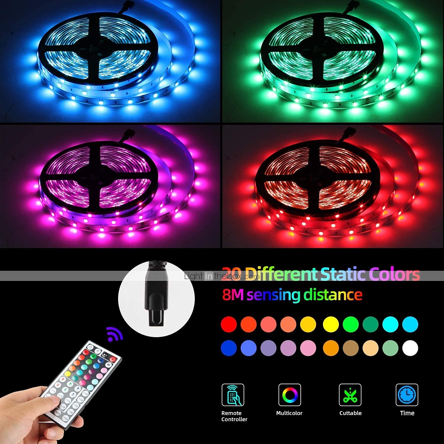 LED Strip Lights 5 Meters Waterproof Flexible LED Light Strips 90x5050 RGB SMD LEDs IR 44 Key Controller with Installation Package and 12V Adapter Kit 2025 - $13.49 –P14