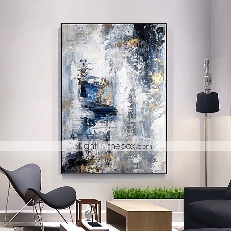 Handmade Oil Painting Canvas Wall Art Decoration Abstract Golden and Blue and White Landscape for Home Decor Rolled Frameless Unstretched Painting 2026 - $61.99 –P7