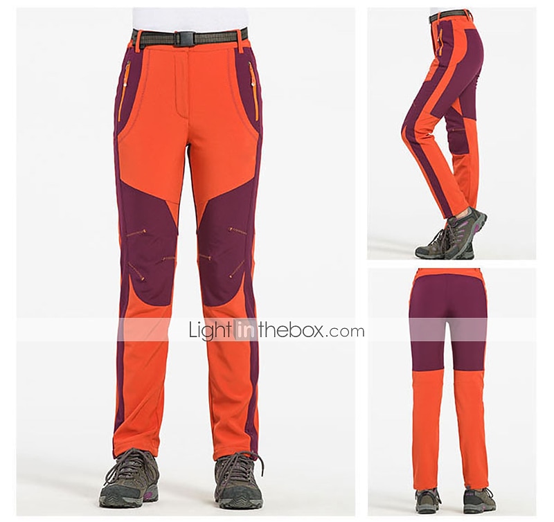 pantalones forrados de vellón para mujer pantalones impermeables para caminar pantalones pantalones softshell patchwork invierno al aire libre a prueba de viento cálidos y transpirables fondos ligeros verde militar naranja caza pesca acampar esquiar 2025 - $35.99 –P4