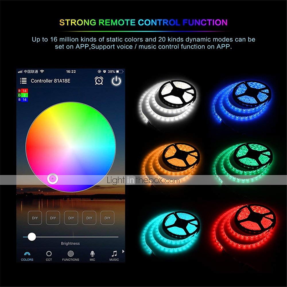 32,8 фута 10 м светодиодные полосы светодиодные wifi беспроводные rgb фонари tiktok светодиодные умные водонепроницаемые 5050 с 24 кнопками дистанционного управления гибкие ленточные фонари подходят 2025 - $49.67 –P5