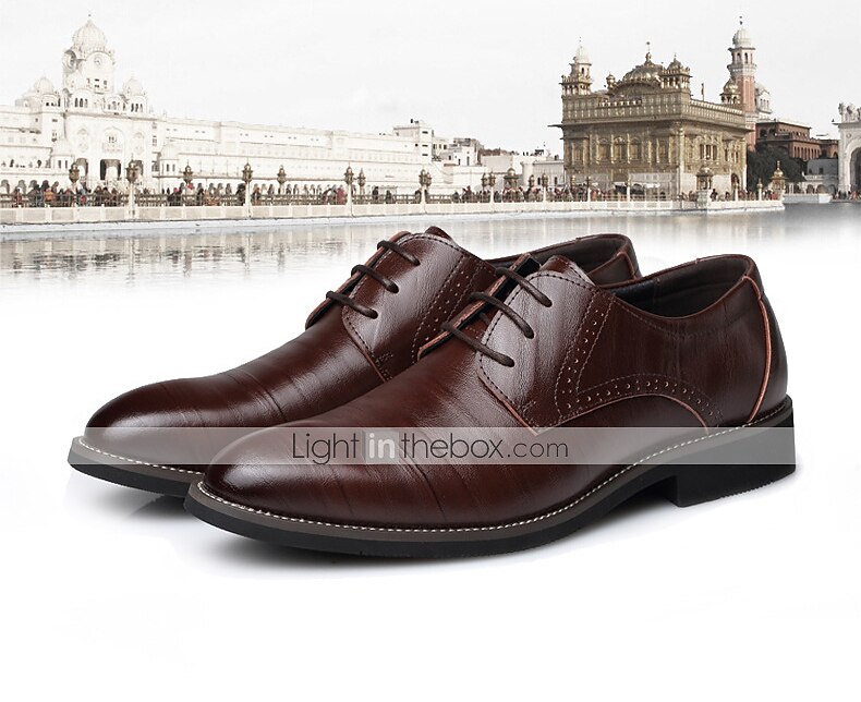 Homme Oxfords Chaussures derby Chaussures habillées Entreprise Classique du quotidien Bureau et carrière Soirée & Evénement Cuir Preuve de l'usure Lacet Noir Jaune Bleu Printemps Automne de 2025 ? $54.99 –P1