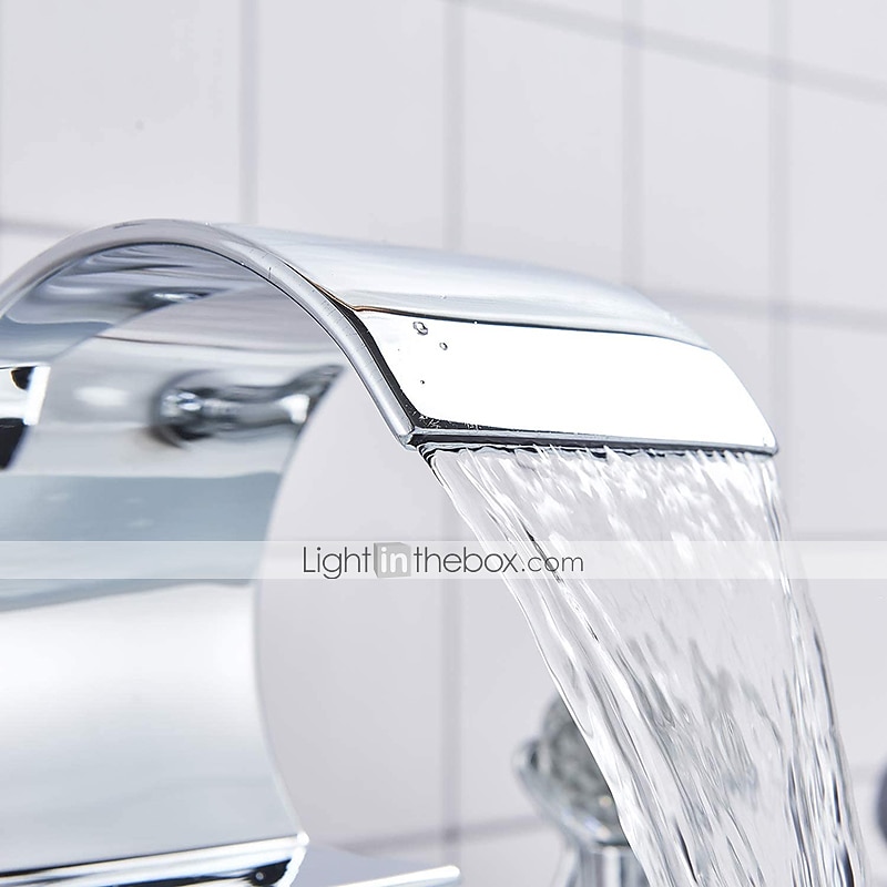 Rubinetto per vasca da bagno, ottone moderno in stile moderno, bronzo lucidato a olio, vasca romana, valvola in ceramica, rubinetti miscelatori per vasca da bagno con cascata con interruttore caldo e del 2025 a $299.69 –P3